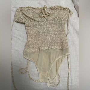 Free People Elegant Cream Smocked Women's Top size XS